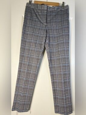 Vince Camuto Camaro Plaid Pants Size 8 Gray Black Blue Houndstooth Straight Leg